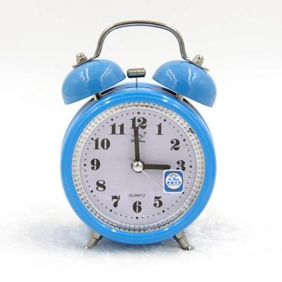 Fashion dempen metalen wekker met nachtlampje grootte: 12*8.5cm(Blue)