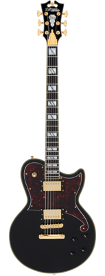 D&apos;Angelico Deluxe Atlantic Baritone Solid Black elektrische bariton gitaar