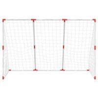 VidaXL Kindervoetbaldoel met ballen 2-in-1 184x64x124 cm wit - thumbnail