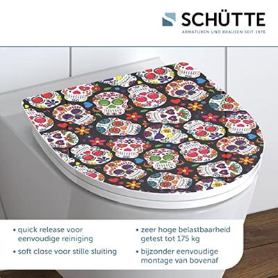Duroplast High Gloss WC-bril CRAZY SKULL met soft-close en quick-release