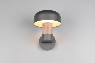 Trio WandlampFraser grijs met hout - 262560135