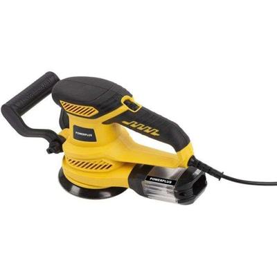 Excentrische schuurmachine - POWERPLUS - 450W - Ø 125 mm - Stofopvangbak - Klittenbandbevestigingssysteem