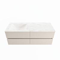 MONDIAZ VICA-DLUX 130cm badmeubel onderkast Linen 4 lades. Inbouw wastafel CLOUD links zonder kraangat, kleur Ostra. - thumbnail