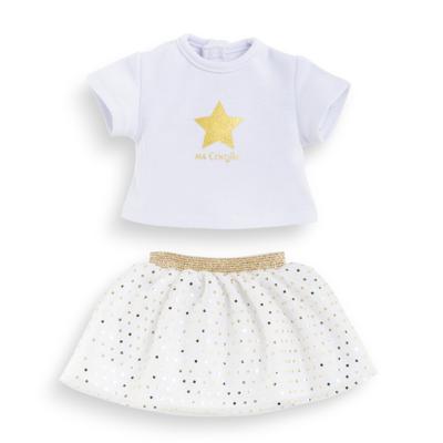 Corolle topje en rok set voor poppen van 36cm - ivoor/goud