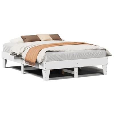 Bedframe zonder matras massief grenenhout wit 140x190 cm