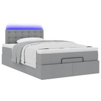 Ottoman bed met matras en LED's 120x200 cm stof lichtgrijs - thumbnail