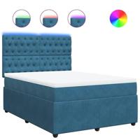 Boxspring met matras fluweel blauw 140x200 cm - thumbnail