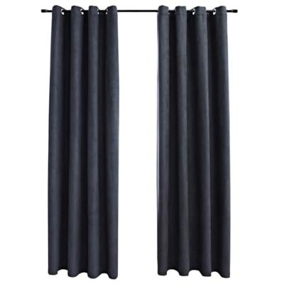 VidaXL Gordijnen verduisterend met ringen 2 st 140x175 cm antraciet VidaXL Gordijnen verduisterend met ringen 2 st 140x175 cm antraciet