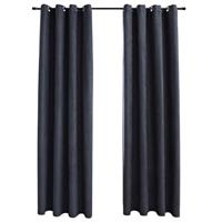 VidaXL Gordijnen verduisterend met ringen 2 st 140x175 cm antraciet - thumbnail