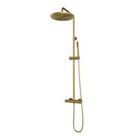 Doucheset Brauer Gold Edition Opbouw Rond Geborsteld Goud PVD 30cm Thermostaatkraan Glijstang Regendouche Staafhanddouche - thumbnail