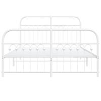 Bedframe met hoofd- en voeteneinde metaal wit 140x200 cm - thumbnail