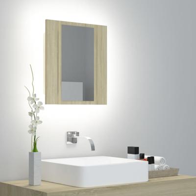VidaXL Badkamerkast met spiegel led 40x12x45 acryl sonoma eikenkleurig