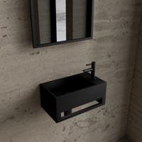 Fonteinset BWS Solid Surface Met Handdoekhouder Rechts Zwart Mat Zwart Boss & Wessing - thumbnail
