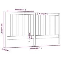 Hoofdbord 206x4x100 cm massief grenenhout zwart - thumbnail