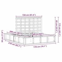 Bedframe met opslag Wasbruin 160 x 200 cm Massief grenenhout - thumbnail