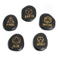 Zaksteen Zwarte Jaspis 'Heilige Geometrie' - 5 stenen - thumbnail