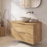 Saqu Lima badmeubel incl. afdekblad 100x51x62cm eiken marcato - rvs greep - thumbnail