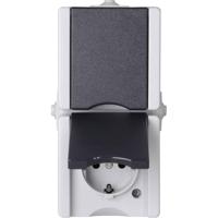 Kopp 947555007 proAQA Compleet Wandcontactdoos met randaarde en klapdeksel spatwaterdicht Grijs 2-voudig 1 stuk(s) - thumbnail