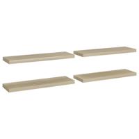 Wandschappen zwevend 4 st 80x23,5x3,8 cm MDF eikenkleurig - thumbnail