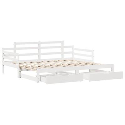 Slaapbank met onderschuifbed/lades zonder matras 90x190 cm wit - thumbnail