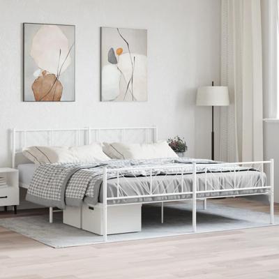 Bedframe met hoofd- en voeteneinde metaal wit 193x203 cm