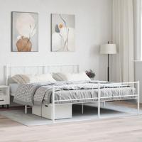 Bedframe met hoofd- en voeteneinde metaal wit 193x203 cm - thumbnail
