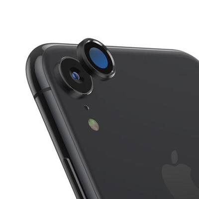 Titanium legering metalen camera lens beschermer gehard glas film voor iPhone XR (zwart)