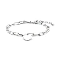 Armband Hart-Paperclip zilver 4,0 mm 16-19 cm - thumbnail