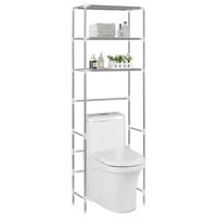 VidaXL Opbergrek voor boven toilet 3-laags 53x28x169 cm zilverkleurig - thumbnail