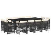 13-delige Tuinset met kussens poly rattan zwart - thumbnail
