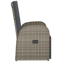 Tuinstoel verstelbaar met kussen poly rattan grijs - thumbnail