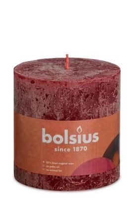 Bolsius stompkaars rustiek shine 10x10cm velvet red