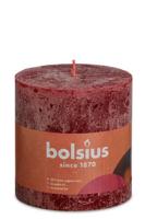 Bolsius stompkaars rustiek shine 10x10cm velvet red - thumbnail