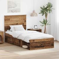 Bedframe met hoofdeinde Oudhout 90 x 200 cm Massief grenenhout - thumbnail