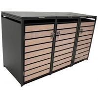 Kliko ombouw - Verzinkt staal Houtlook - Antraciet Bruin voor 3 kliko's - thumbnail