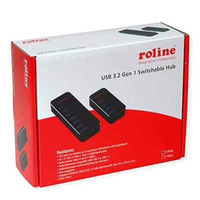 ROLINE USB 3.2 Gen 1 notebook hub, 4 poorten, individueel schakelbaar, zwart ROLINE USB 3.2 Gen 1 notebook hub, 4 poorten, individueel schakelbaar, zwart