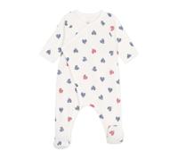Pyjama baby van katoen met gestreept hartje PETIT BATEAU wit - thumbnail
