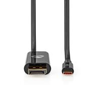 Nedis CCGP64355BK20 Usb-c™ Adapter Usb 3.2 Gen 1 Usb-c™ Male Displayport Male / Usb-c™ Female 8k@30hz 2.00 M Rond Vernikkeld Pvc Zwart Envelop - thumbnail