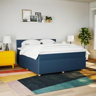 Boxspring met matras stof blauw 180x200 cm