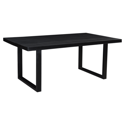 LivingFurn Eettafel 'Kala' Mangohout en staal, 240 x 100cm, kleur zwart