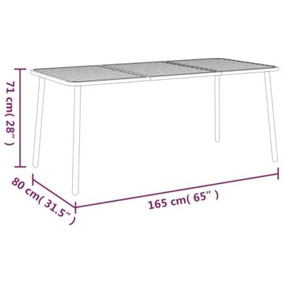 Tuintafel 165x80x71 cm staal antracietkleurig