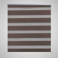 VidaXL Zebra rolgordijn 50,9x100 cm stofbreedte 46,7 cm koffiebruin - thumbnail