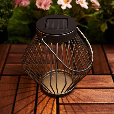 Solar LED Lantaarn Rotan 17 cm - Draadloos op zonne-energie - Grijs