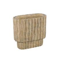 PTMD Mitty Brown cement pot wavy ribs oval shape M - thumbnail