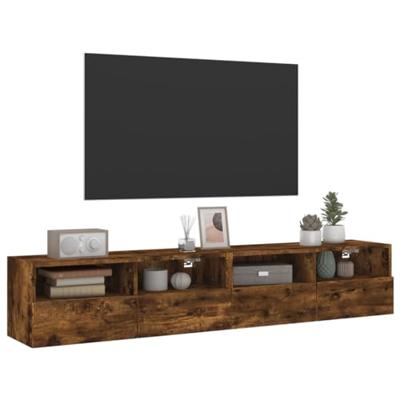 Tv-wandmeubels 2 st 80x30x30 cm bewerkt hout gerookt eikenkleur