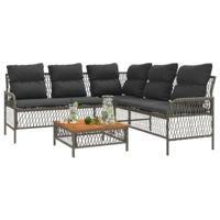 2-delige Loungeset met kussens poly rattan grijs - thumbnail