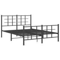 Bedframe met hoofd- en voeteneinde metaal zwart 135x190 cm - thumbnail