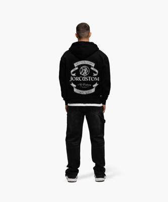 Jorcustom Fleece Ribbon Zipped Hoodie Heren Zwart - Maat S - Kleur: Zwart | Soccerfanshop