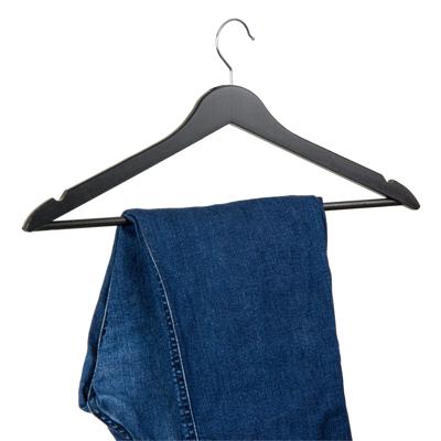 Kledinghangers hout - zwart 5 stuks met rok inkeping