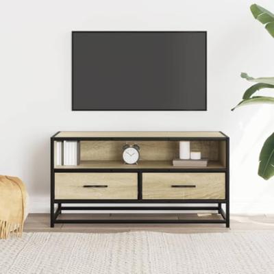 Tv-meubel 80x34,5x40 cm bewerkt hout metaal sonoma eikenkleurig Tv-meubel 80x34,5x40 cm bewerkt hout metaal sonoma eikenkleurig